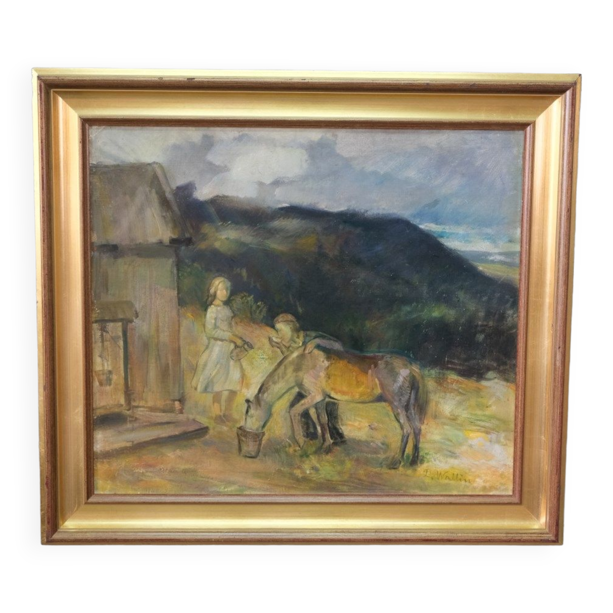 David Wallin (1879-1957), Romantic Painting , 1917, Oil on Canvas, Framed