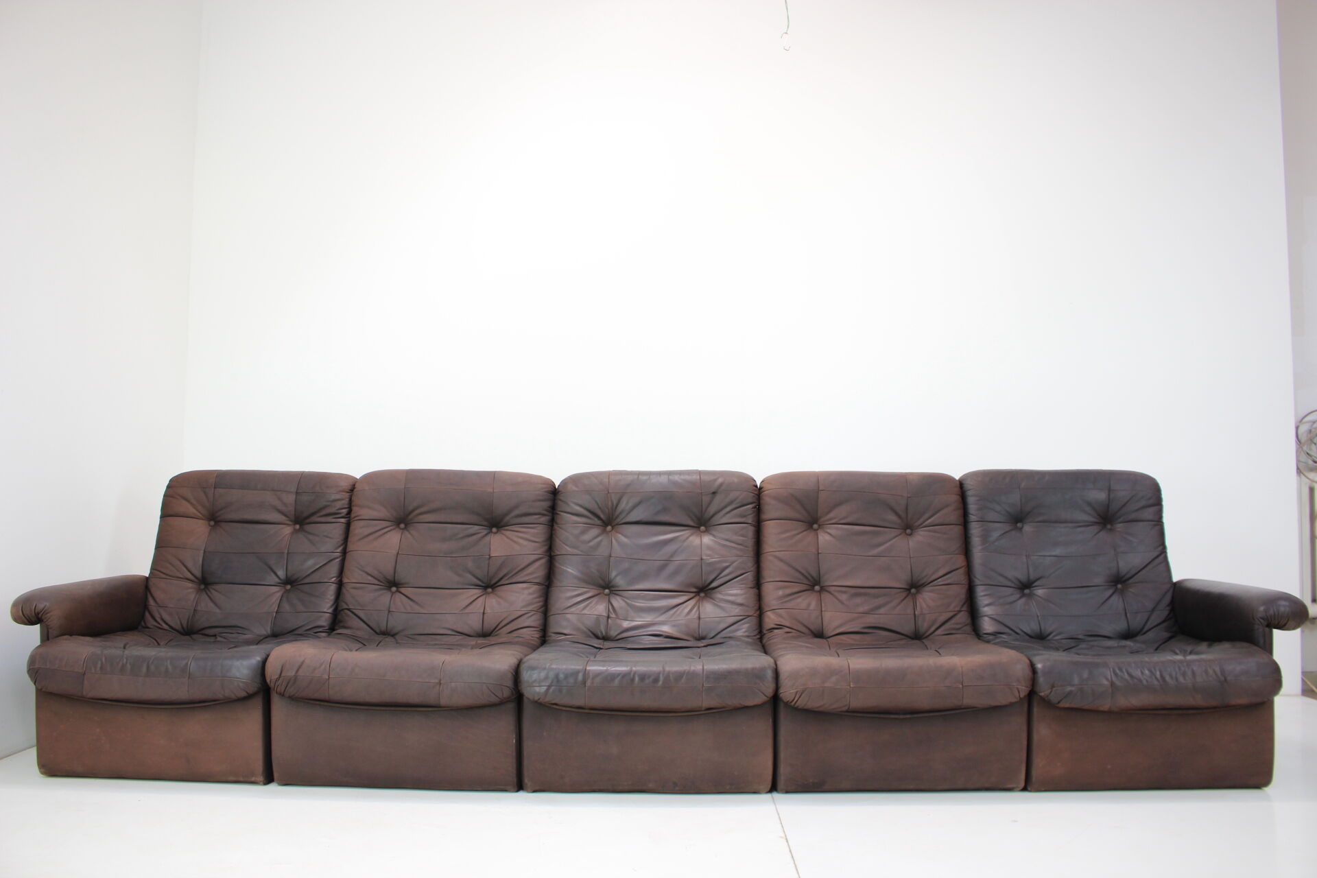 1980s leather modular five seater sofa