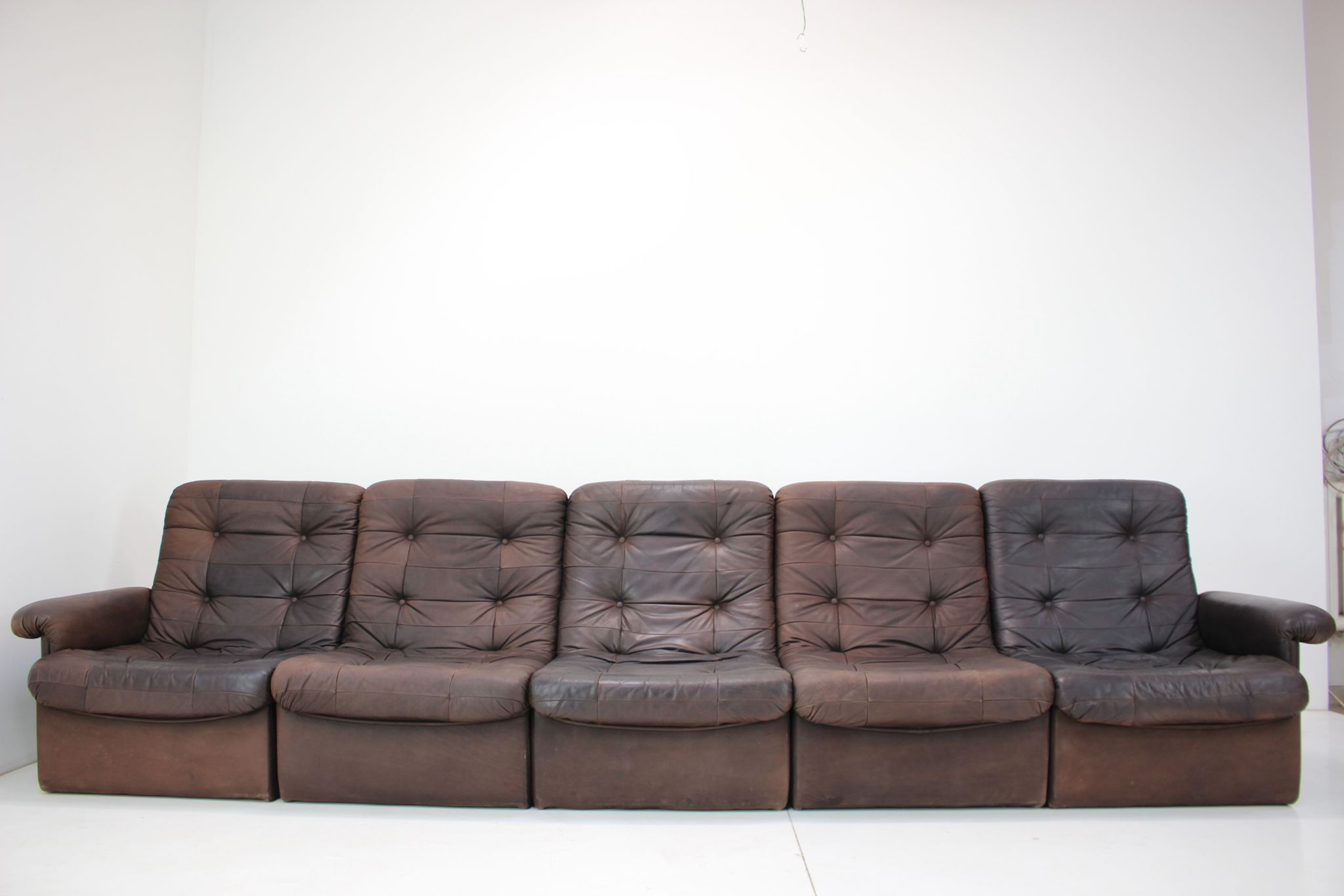 1980s leather modular five seater sofa