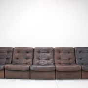 1980s leather modular five seater sofa