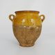 Glazed yellow confit pot, south west of France. Storage jar. Pyrenees 19th century