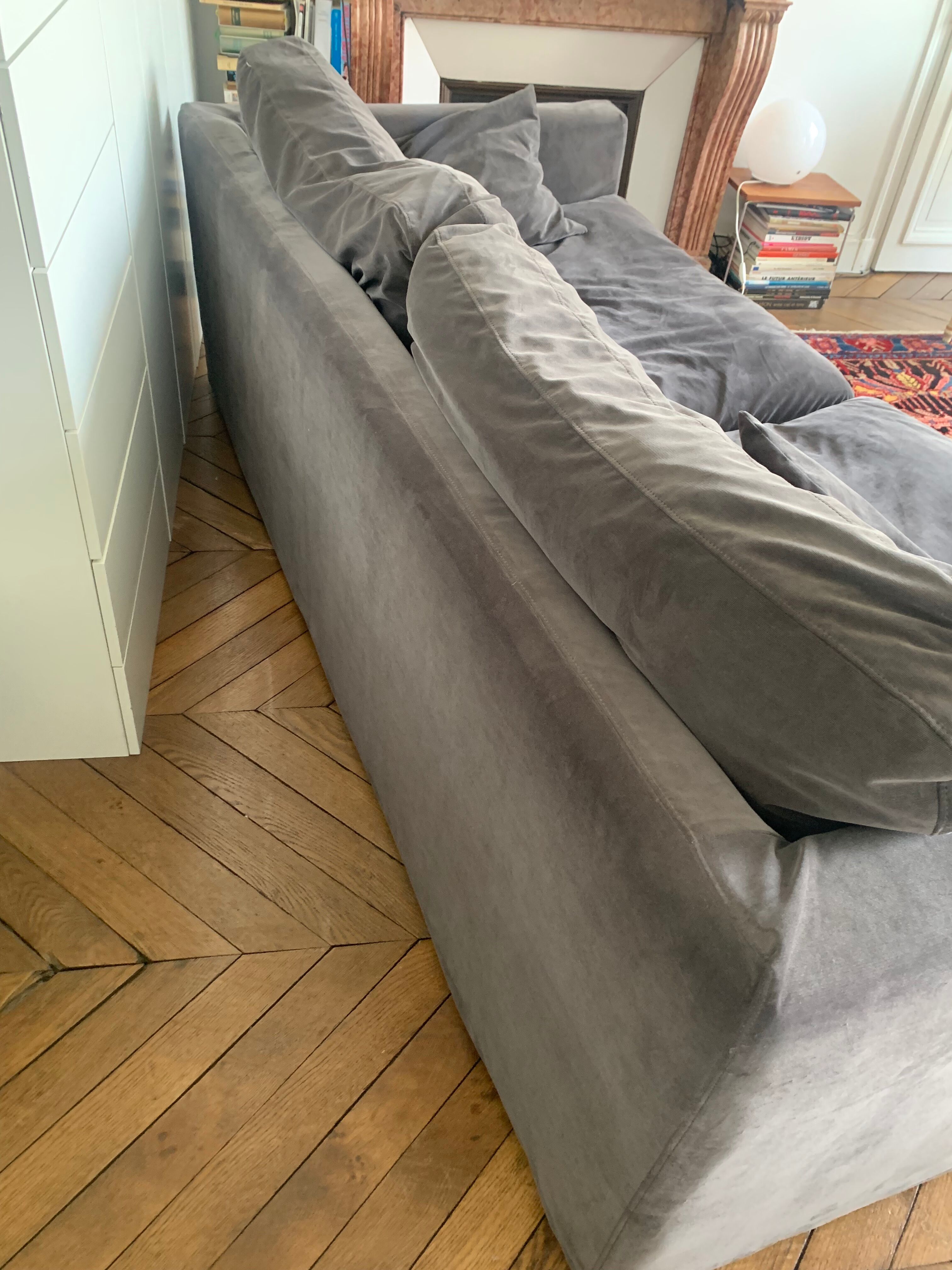 Anthracite grey velvet sofa