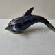 Signed blue ceramic dolphin sculpture (Signature to be identified)