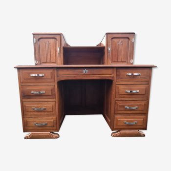 Bureau circa 1940 Art Déco bois massif