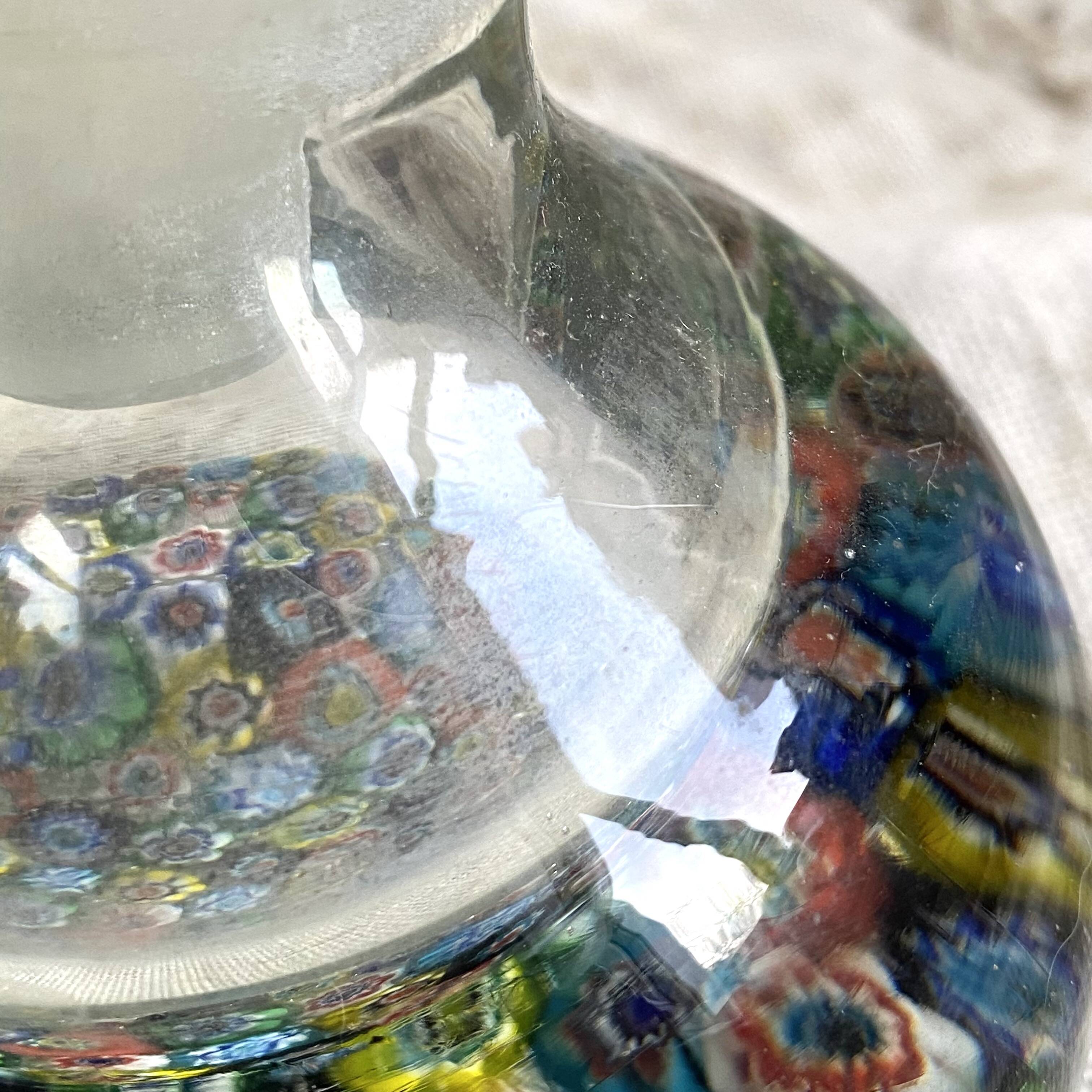 Murano millefiori blown glass carafe