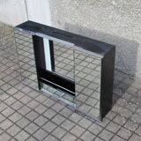 Vintage mirror cabinet in wood and chrome metal - backlit dressing table shelf 1950-1960