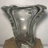 Crystal vase signed daum france free form 4.4 kg
