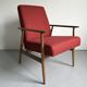 Restored Polish Mid-Century Modern Armchair, Red Vintage Lounge Chair