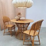 Vintage round rattan bamboo dining set 'bohemian'