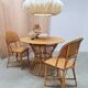 Vintage round dining set in rattan and bamboo "bohemian"