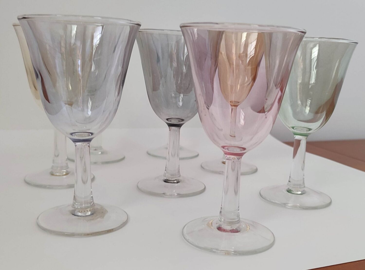 Antique coloured foot glasses