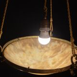 Antique Liberty Alabaster Candlestick, Brass Structure 1940s