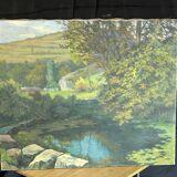 19th century realistic school - HST - Eugène Emile Fauconnier - Landscape with a river