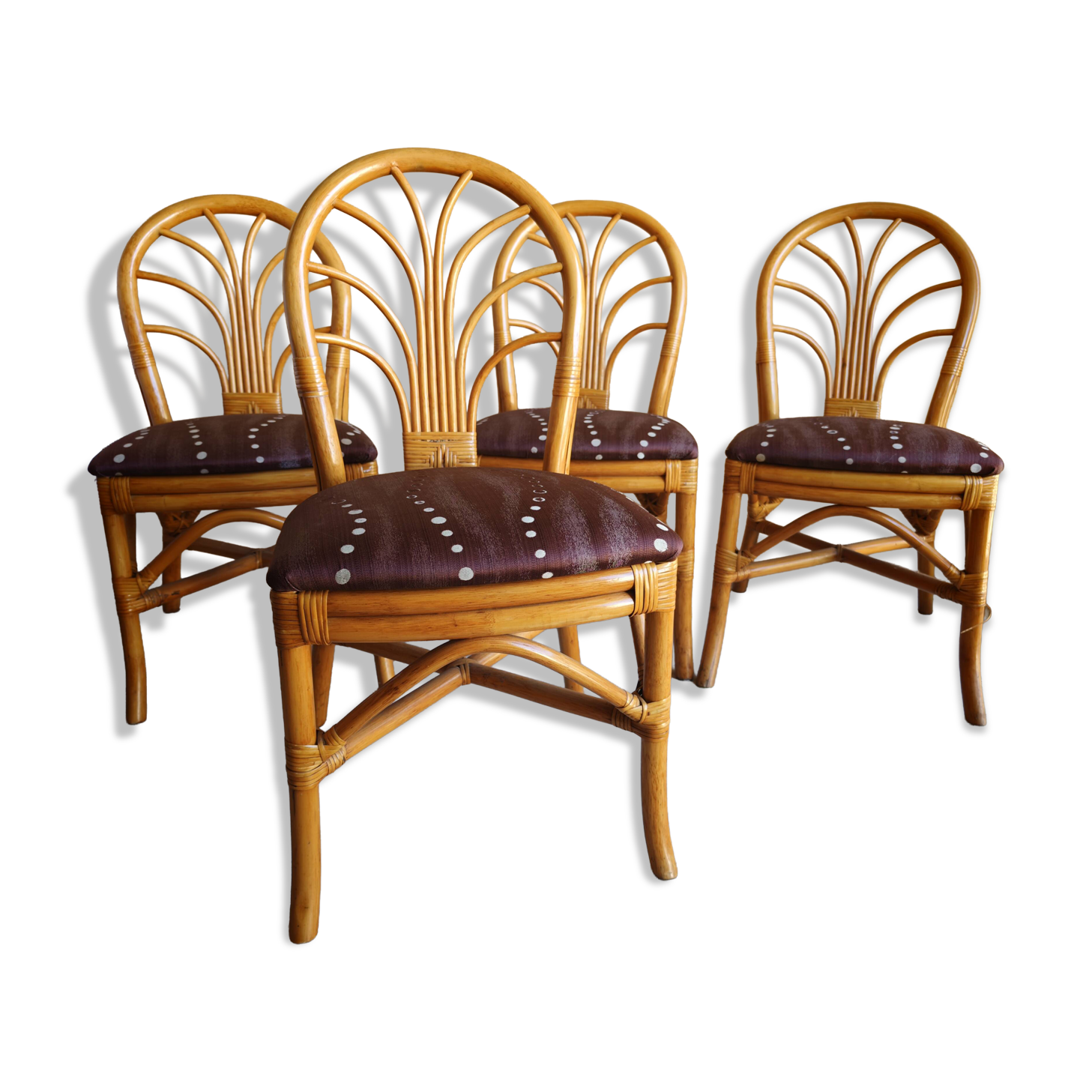 4 chaises en bambou