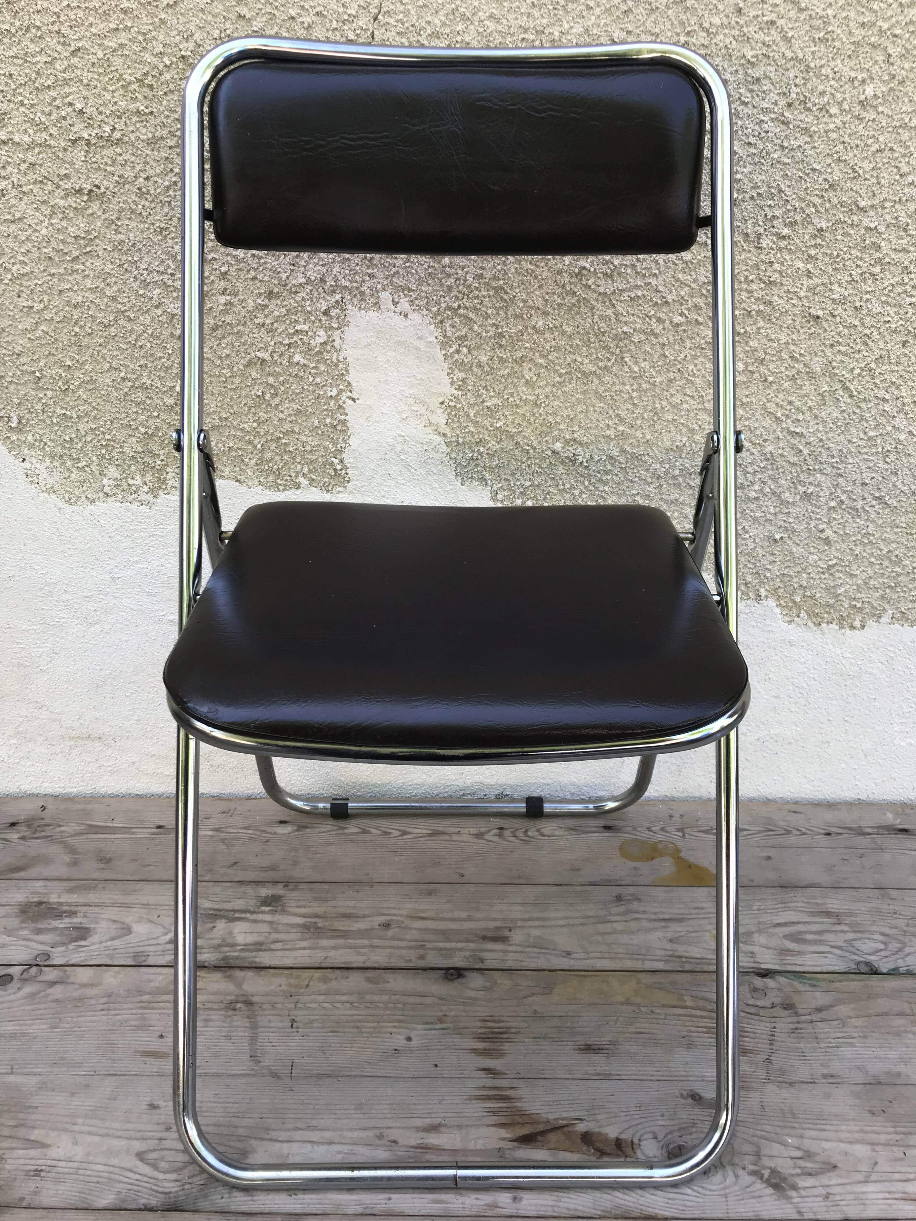 Chaise ancienne pliable pliante Soudexvinyl  années 70 vintage