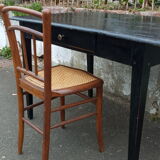 Black lacquered pine desk table