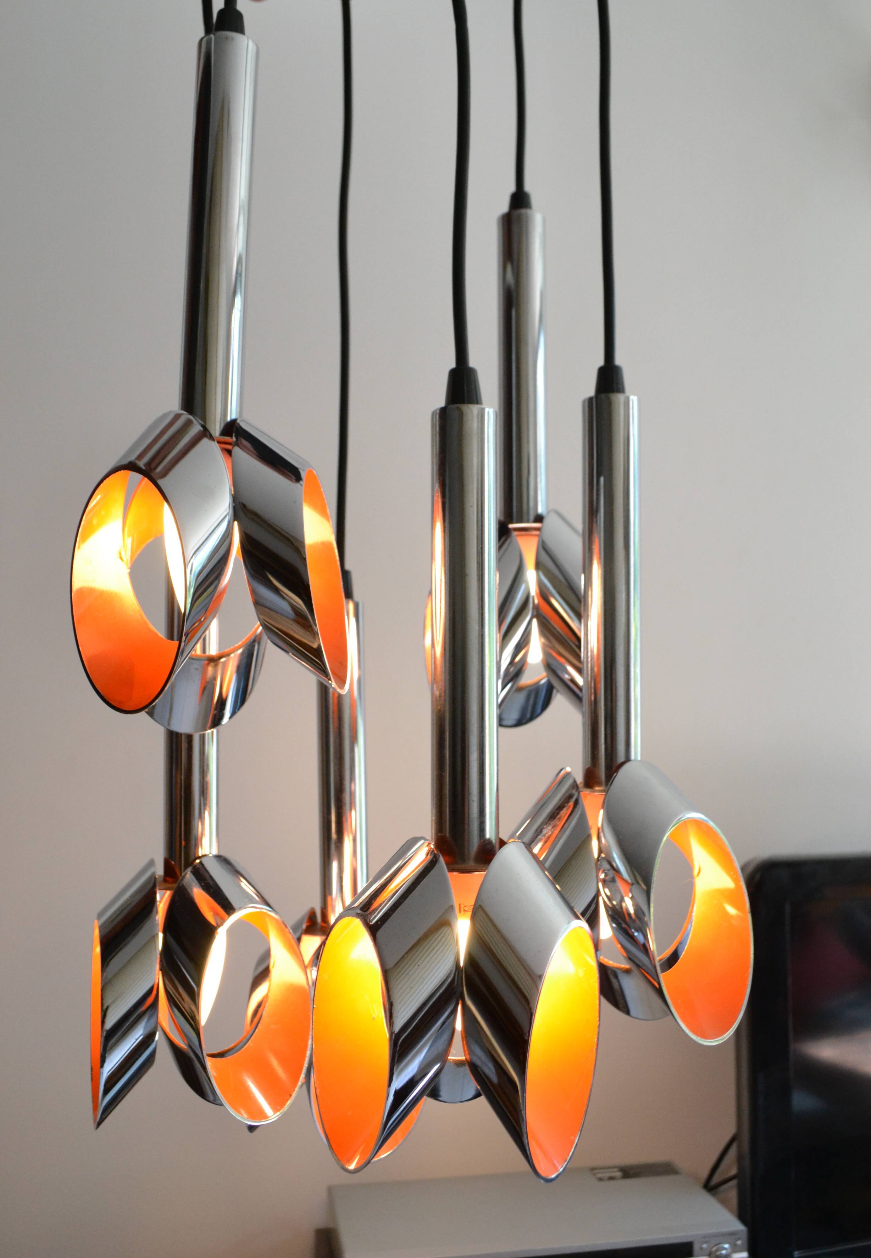 Lustre Raak cascade années 60/70  6 feux