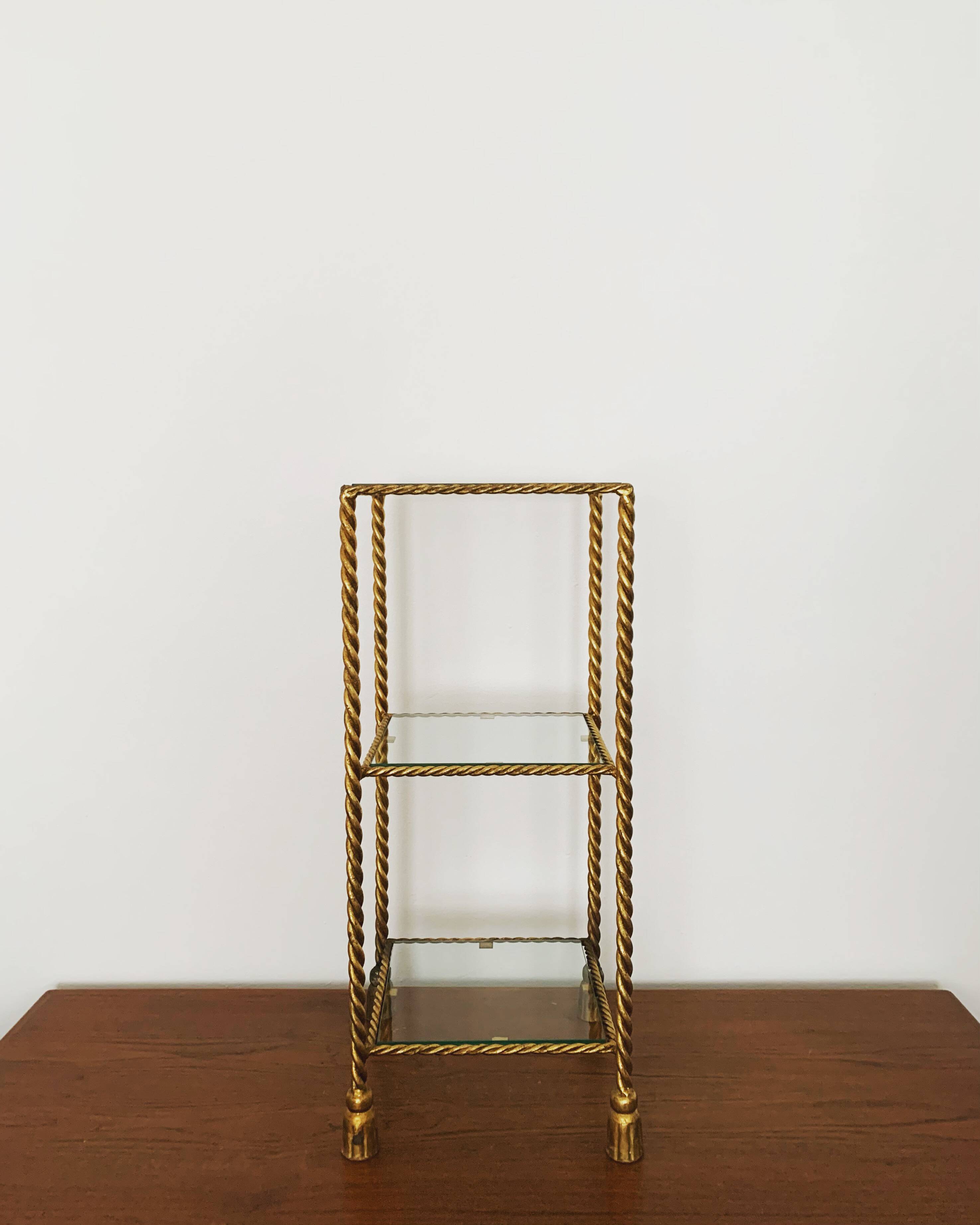 Gilded Italian Hollywood Regency Metal Shelf by Hans Kögl