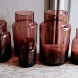 Set 5 vases in blown glass art glass ALLEX, Drôme