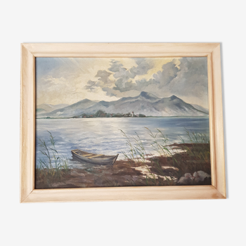 Tableau ancien Huile sur toile signé C Schmijt région d' Annecy