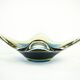 Art glass platter with organic form in blue and yellow, Europe, 1970s
