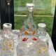 Carafe and 4 glasses with design and vintage patterns 1950/60