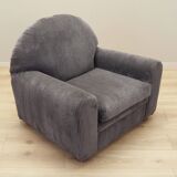 Grey velour armchair, Italian design, 1980s, production: Italy