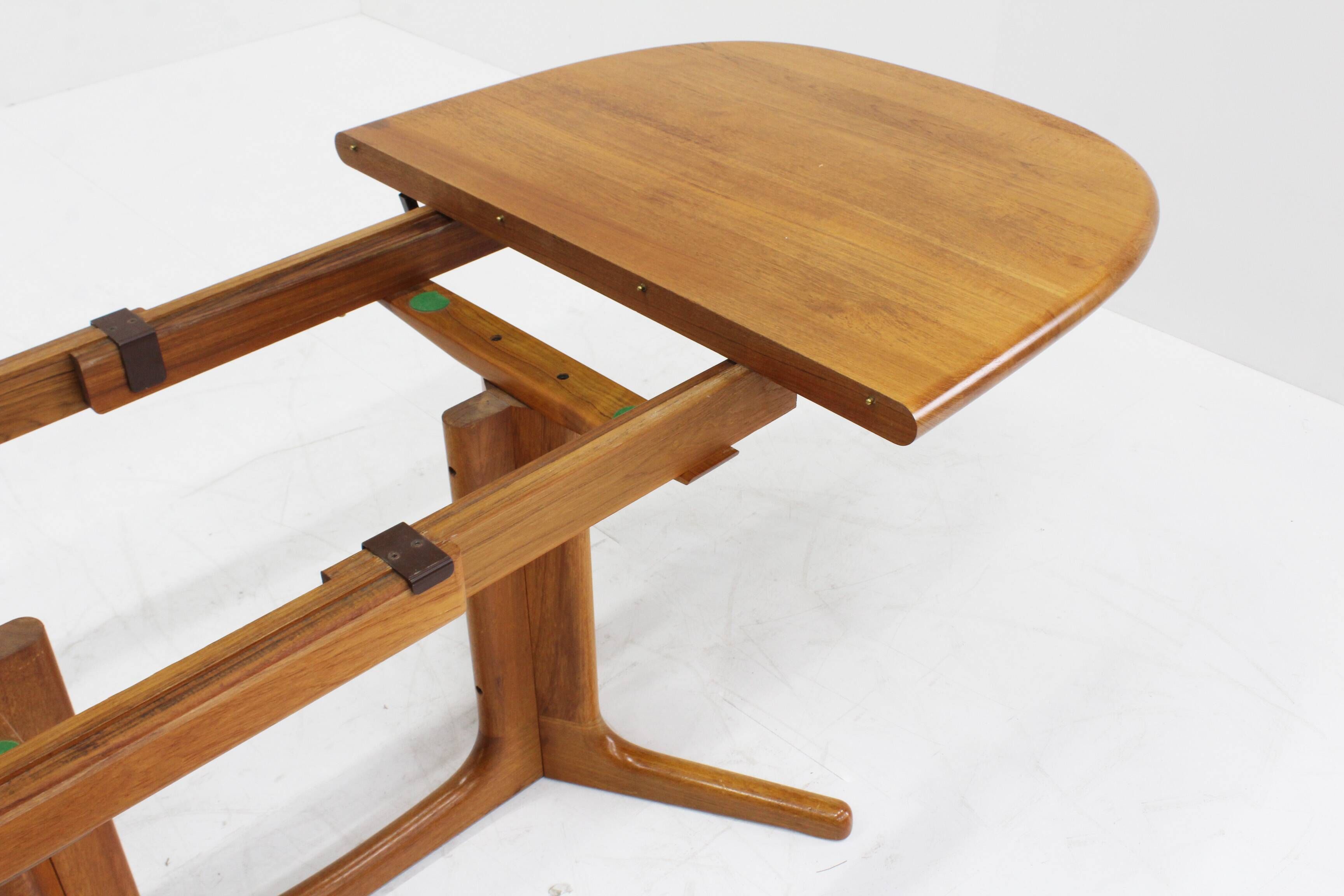Vintage Glostrup Danish oval extendable dining table solid teak 1960s