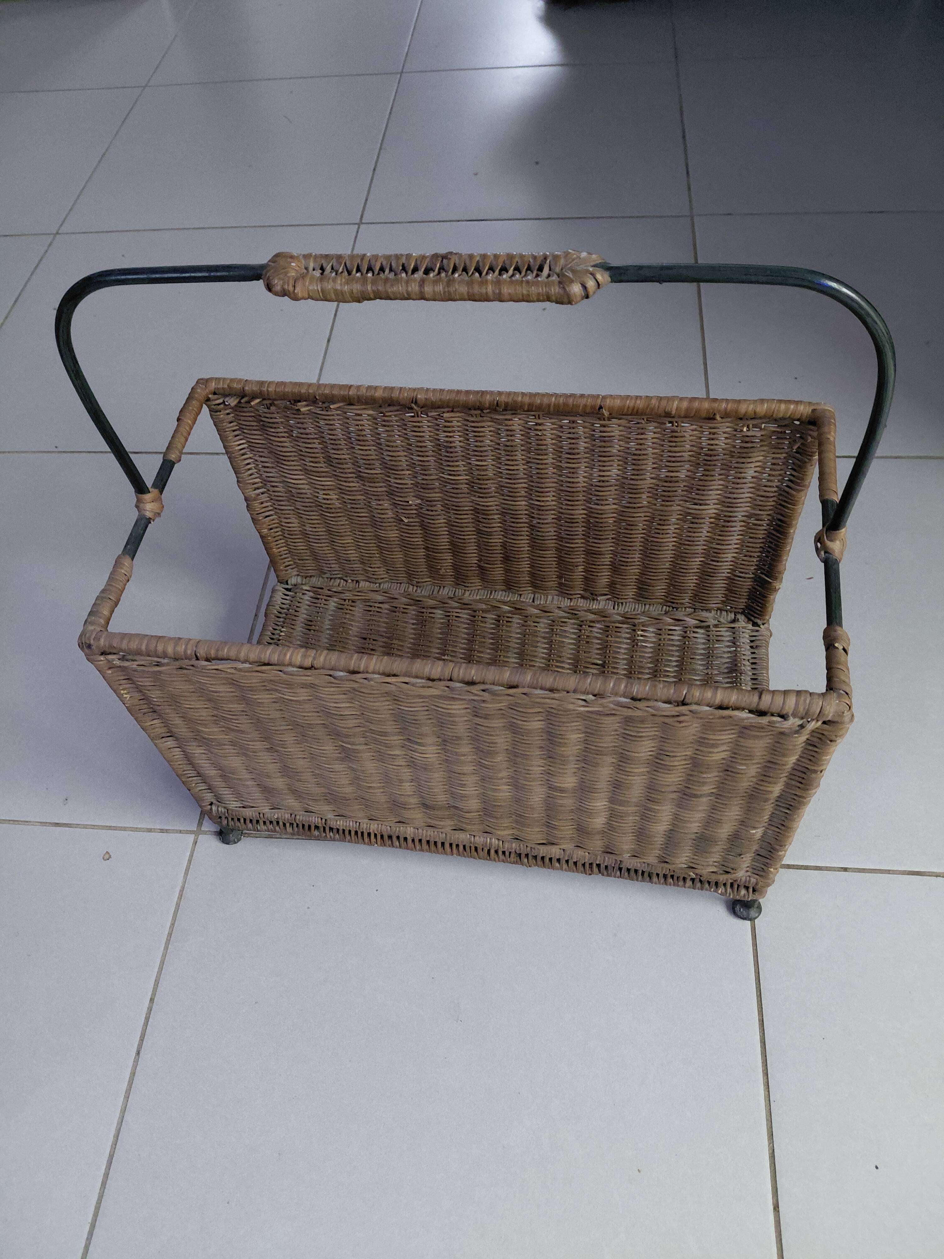 Rattan magazine rack