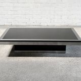 Table basse italienne en aluminium brossé, années 1970