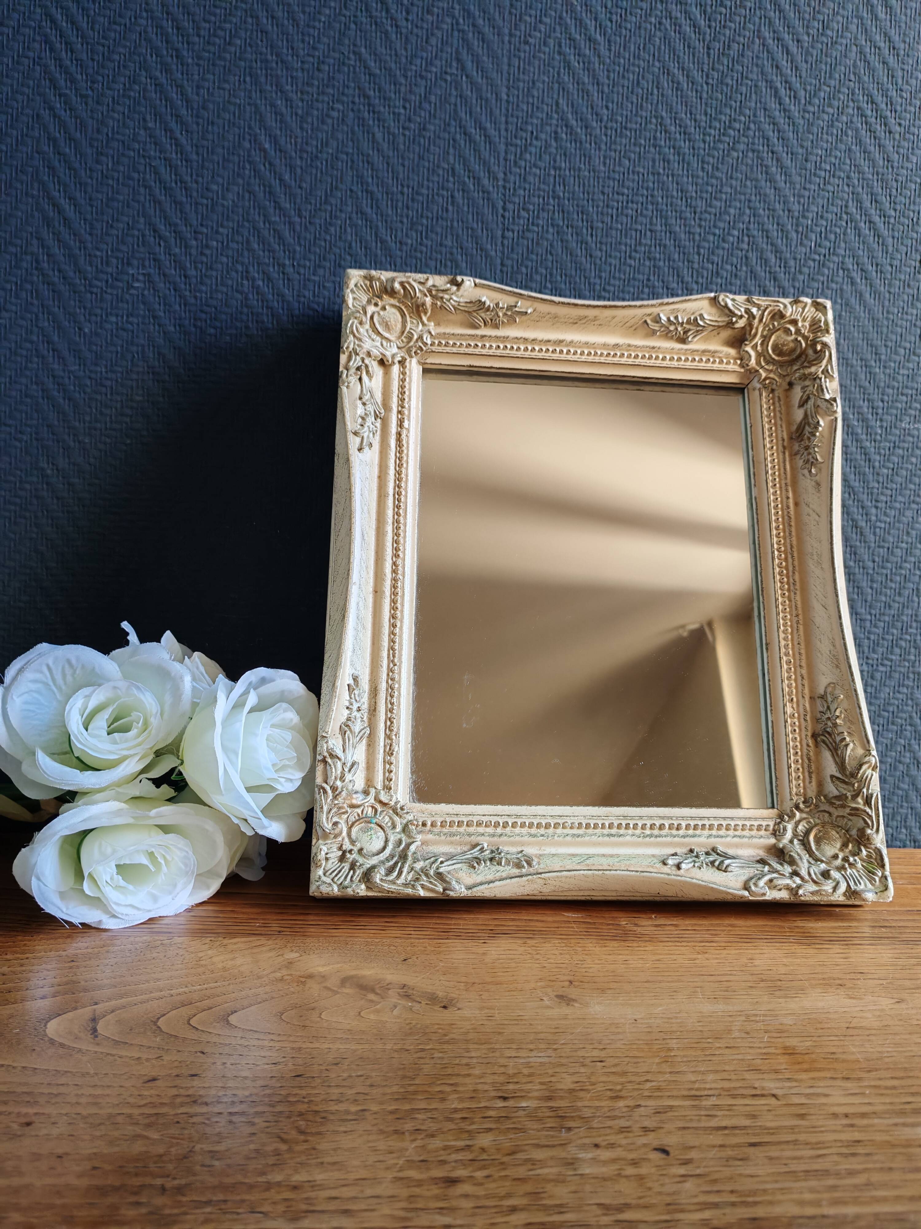 Vintage Rectangular Wall Mirror – Carved Solid Wood Frame