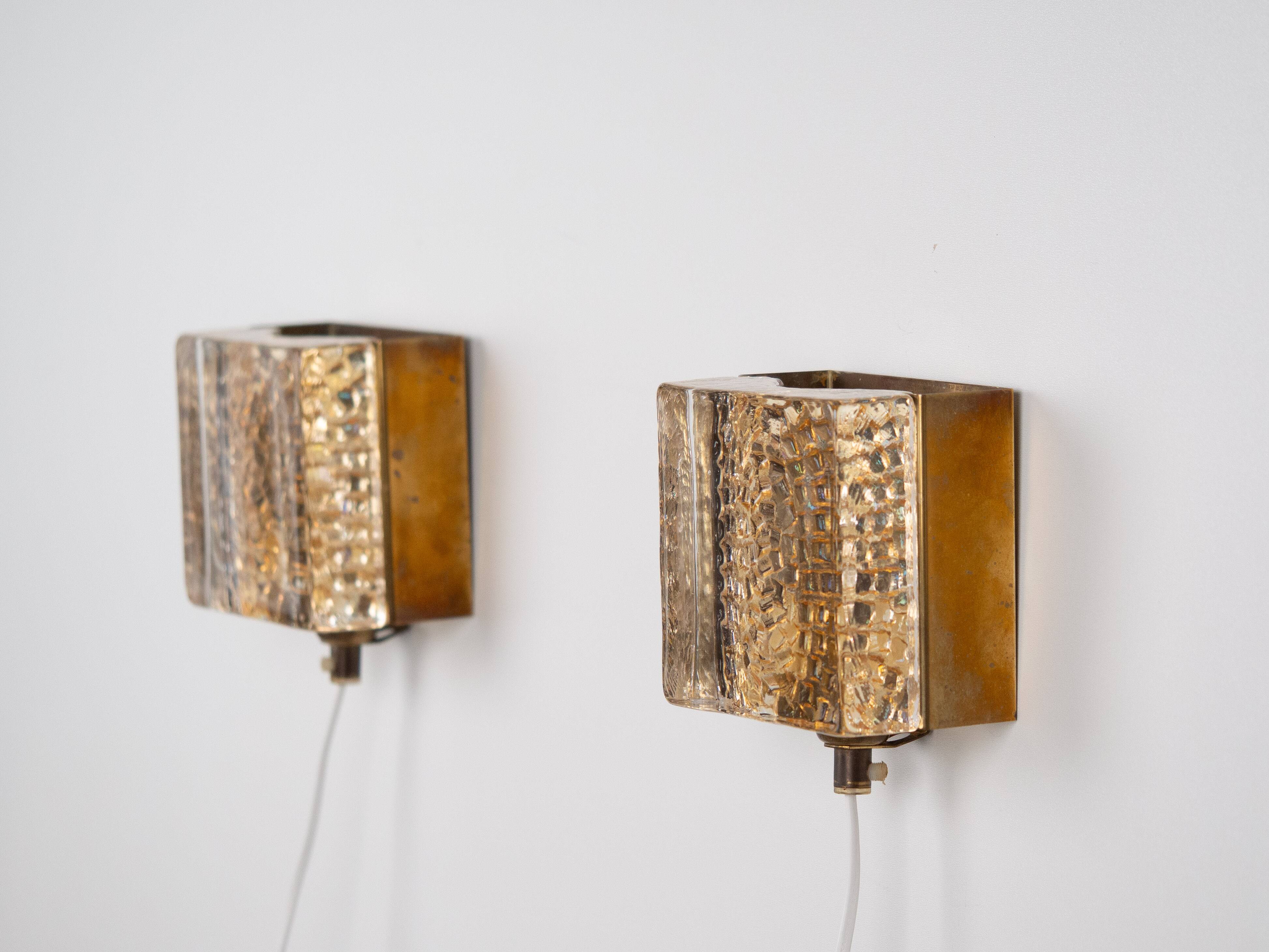 Pair of 2 Danish vintage Kalmar sconces by Vitrika, 1960s