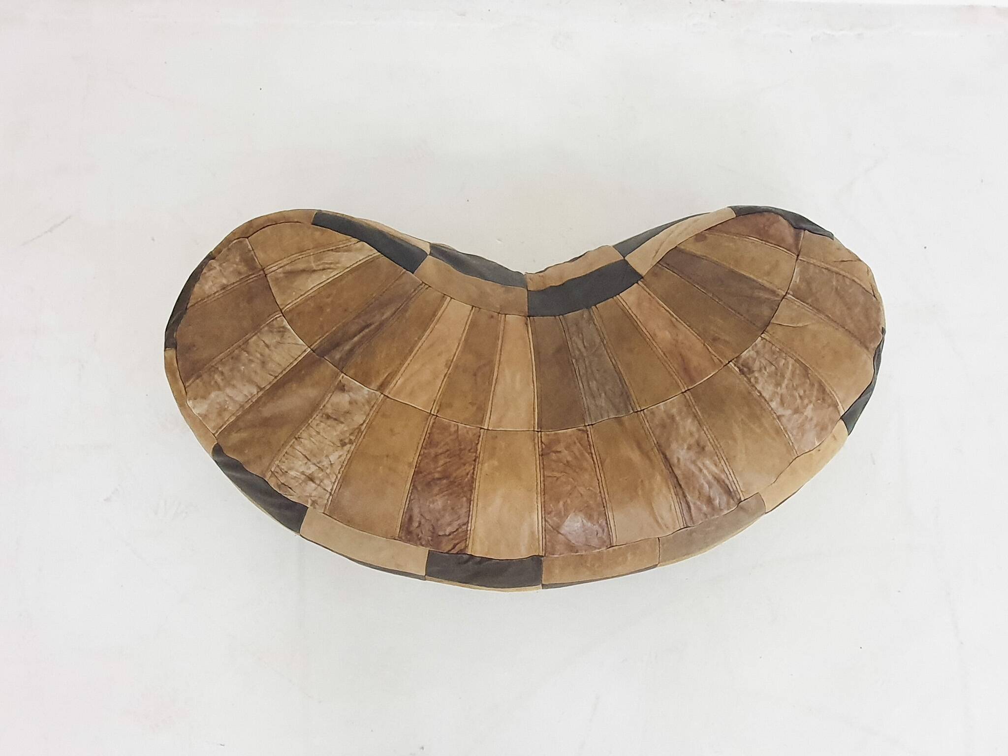 Vintage kidney shaped patchwork ottoman, The Netherlands 1970's