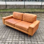 Canapé en cuir cognac vintage danois moderne du milieu du siècle