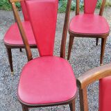 Set of 6 chairs from the 60s in red moleskine