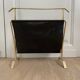Gold and leather metal magazine rack 1950