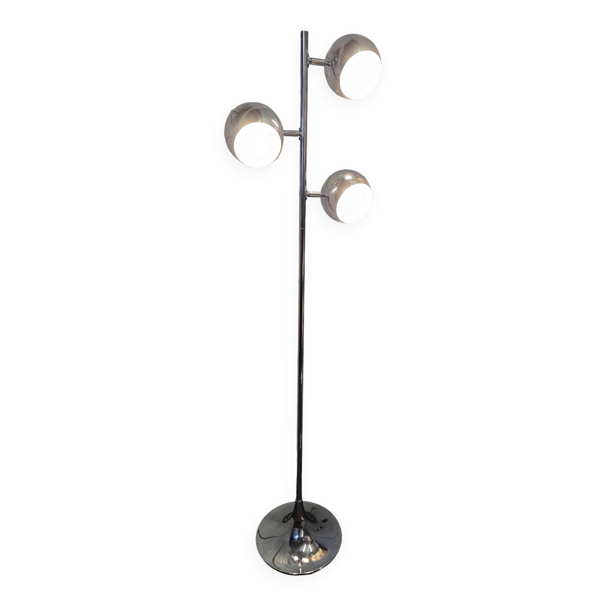 Vintage eyeball floor lamp with tulip base in chromed metal