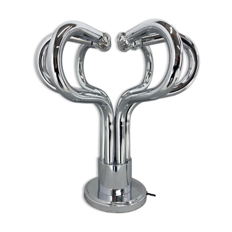 1970's Italian chrome space age table lamp by Stilux Milano