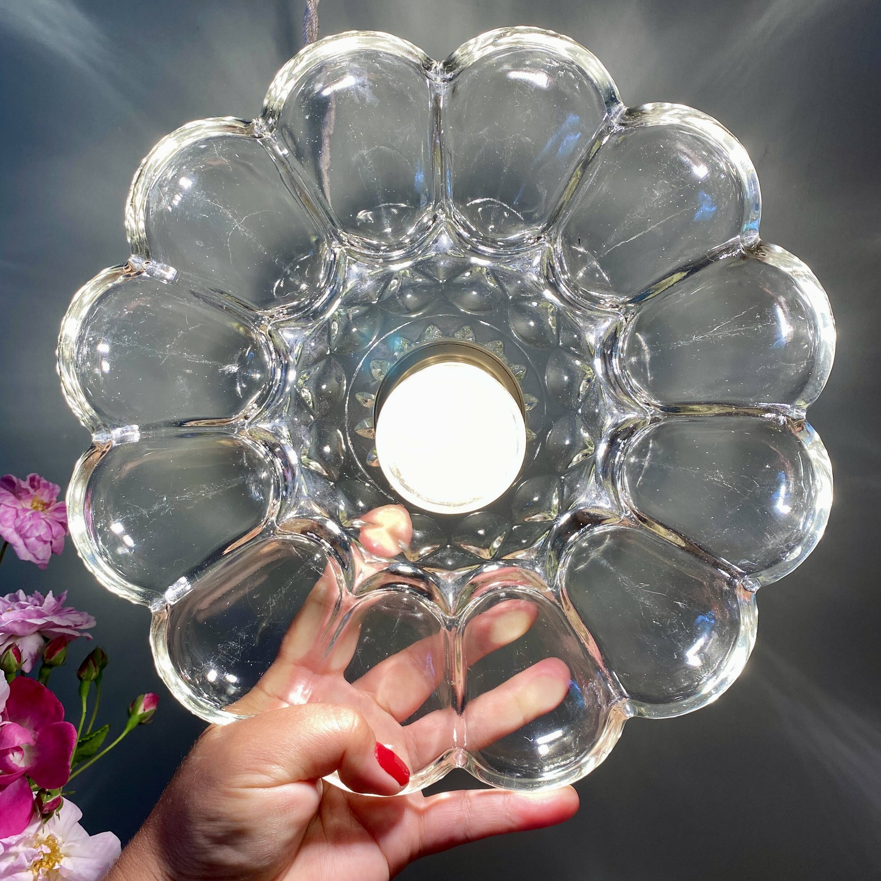Vintage molded glass lampshade pendant light - tableware collection -
