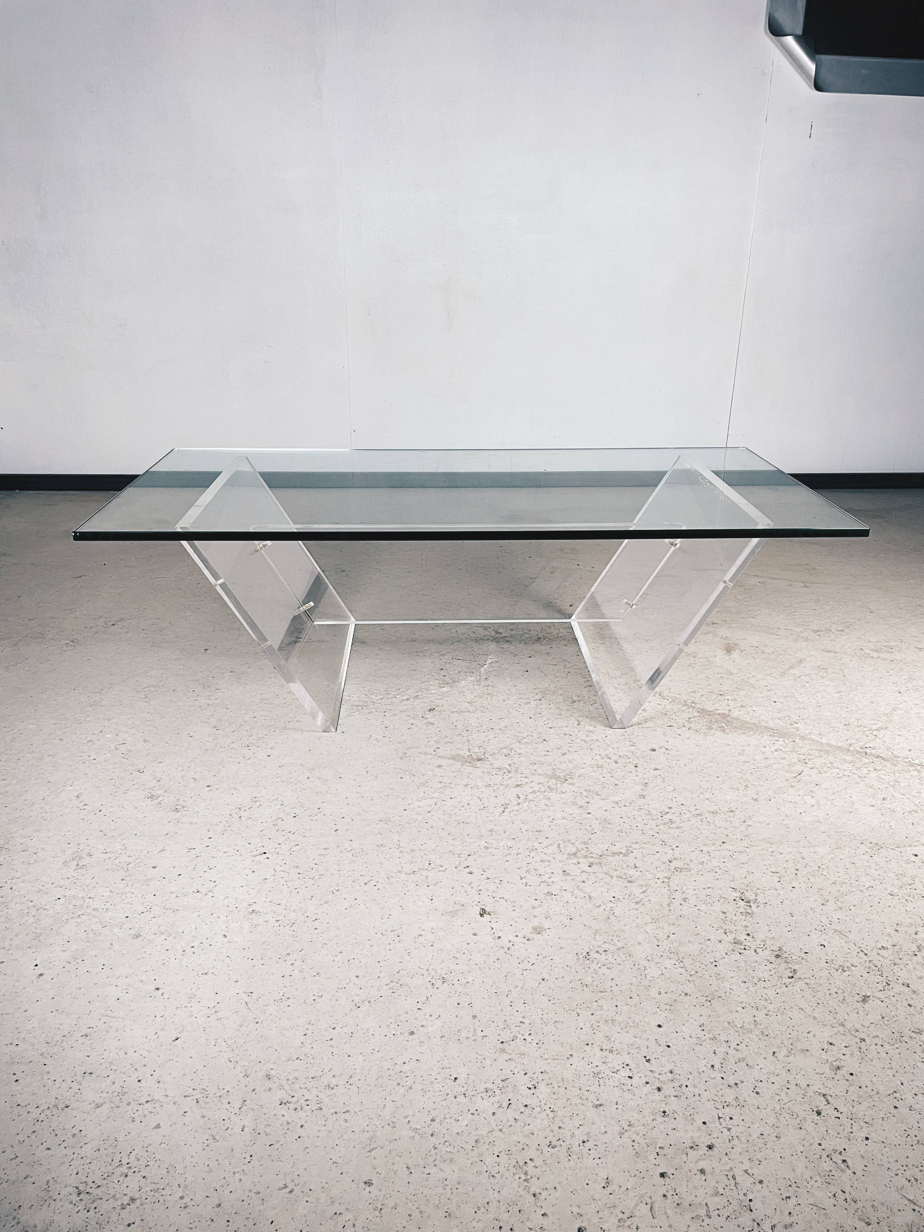 1970s plexiglass coffee table