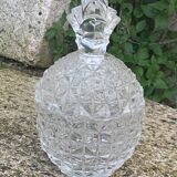 Candy box in the shape of pineapple, vintage transparent glass