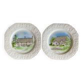 Duo d’assiettes « country cottages » Burleigh Staffordshire England