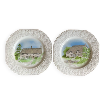Set of "country cottages" plates Burleigh Staffordshire England