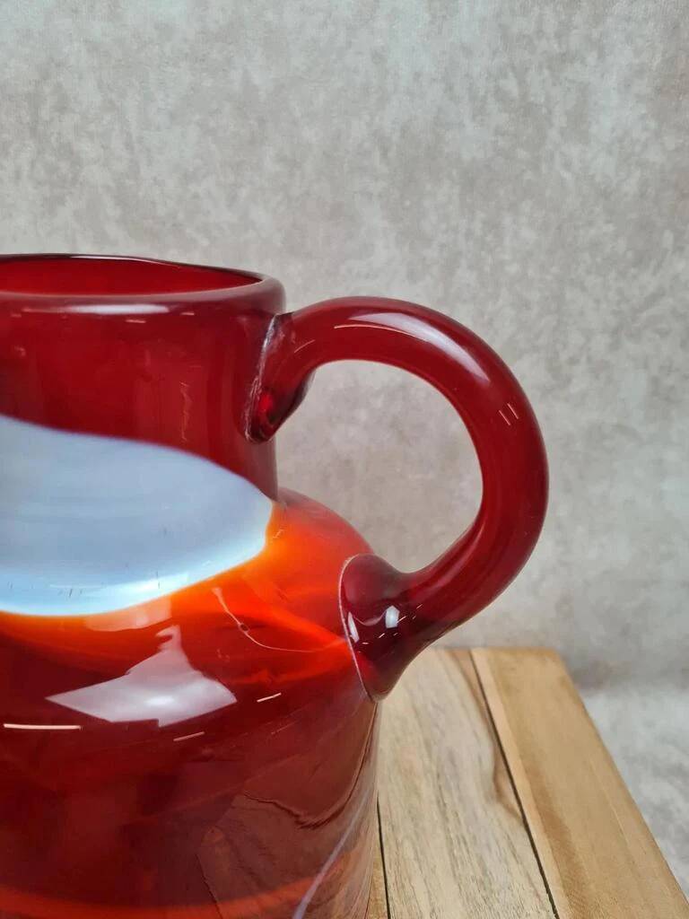 Vase / jug in blown red glass – Murano style – vintage piece from the 1970s