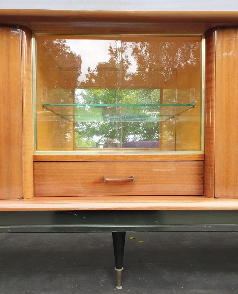 Enfilade laque noire et teck Ameublement NF 1960