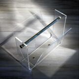 David Lange magazine-rack, in plexiglass and brass years 80