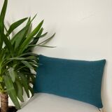 Coussin coton lin uni bleu  canard