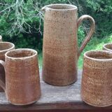 Pitcher and tumblers, pyrite stoneware, France, 1970