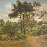 HSP painting "Forest Edge" by Léon Benoit (19th-20th century)