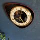 Vintage formica clock silent asymmetrical wall clock "Ajas Besançon black red"